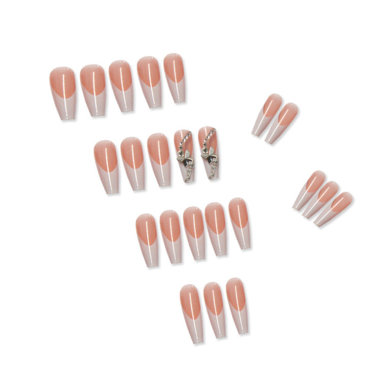 Coffin Press-On Nails - White French Tip & 3D Butterfly